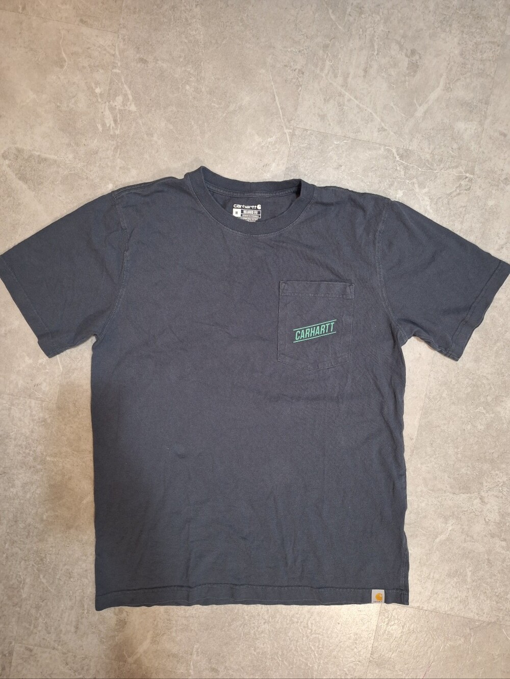 Mens Carhartt Dark Grey Relaxed Fit Tee with Logo Print Size Medium - Picture 2 of 5